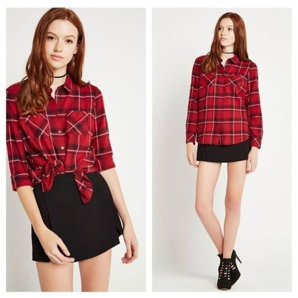 BCBGeneration Red‎ Tartan Plaid Shirt - Picture 1 of 7